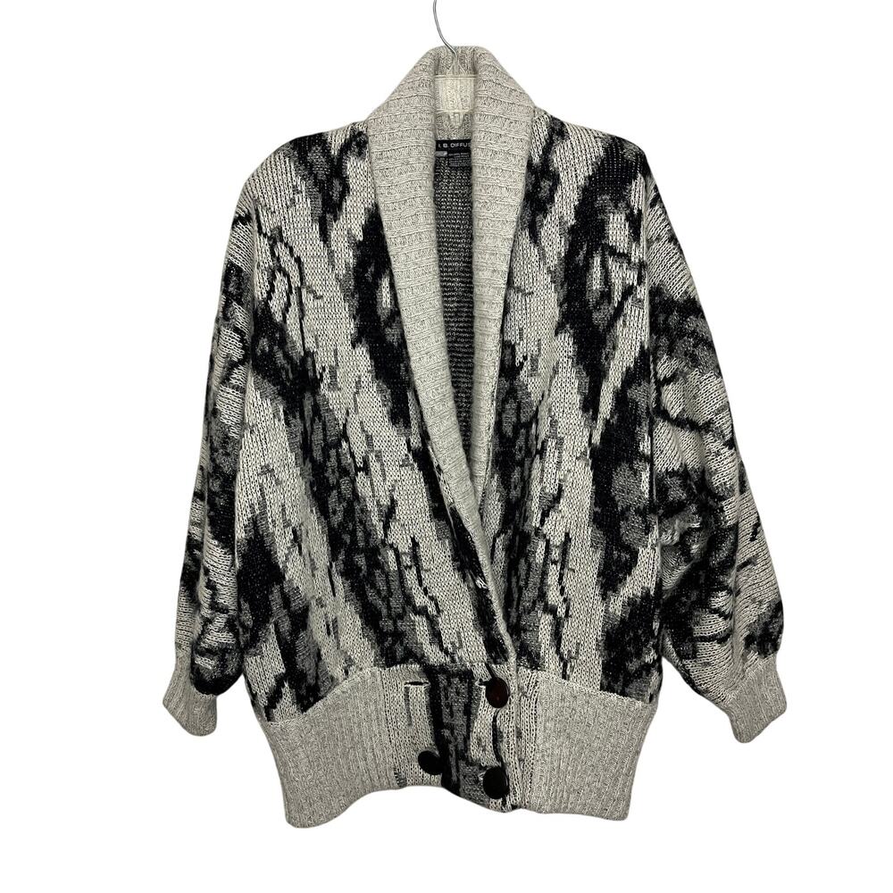 Vintage I.B. Diffusion Mohair Wool Abstract Cardigan Sweater
